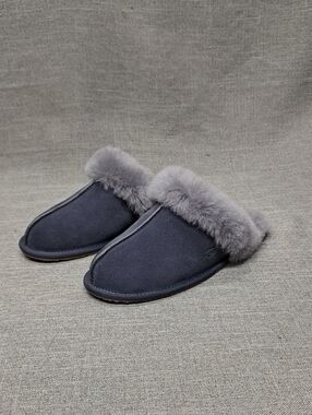 UGG Scuffette ii Navy/Grey Suede Slip On Slippers Womens Size 8